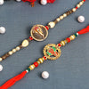 Dhiyona Set Of 2 Red Lord Ganesha Rakhis Comes With Roli Rice & Greeting Card