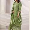 Indyancart IE Women Ethnic Motifs Printed Regular Thread Work Pure Cotton Kurta with Trousers & With Dupatta