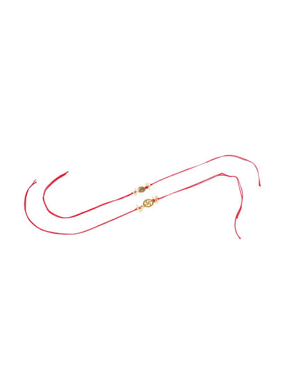 Anouk Pack Of 2 Swastik Desgin Bhaiya Bhabhi Rakhi With Roli Chawal Chandan Mishri