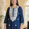 Dhiyona IE Floral Embroidered Thread Work Straight Kurta With Trousers