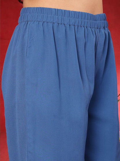 Indyancart VA Women Embroidered Sequinned Kurta with Palazzos & Dupatta