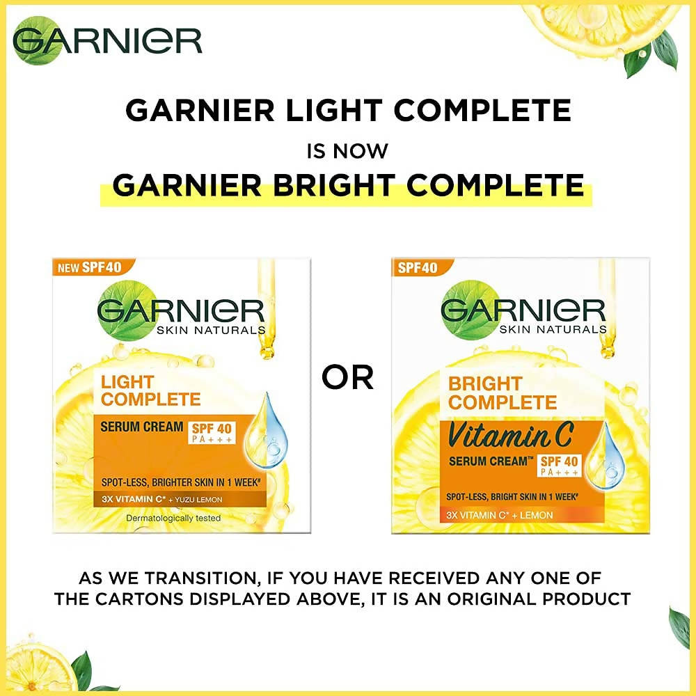 Garnier Bright Complete Vitamin C SPF40/PA+++ Serum Cream - Indyancart