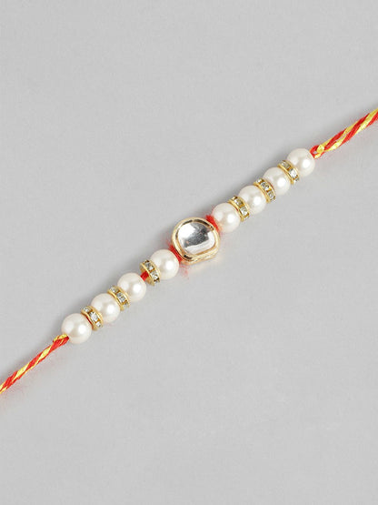 Anouk Unisex Set of 2 Beaded Bhai Bhabhi Rakhis With Roli & Chawal