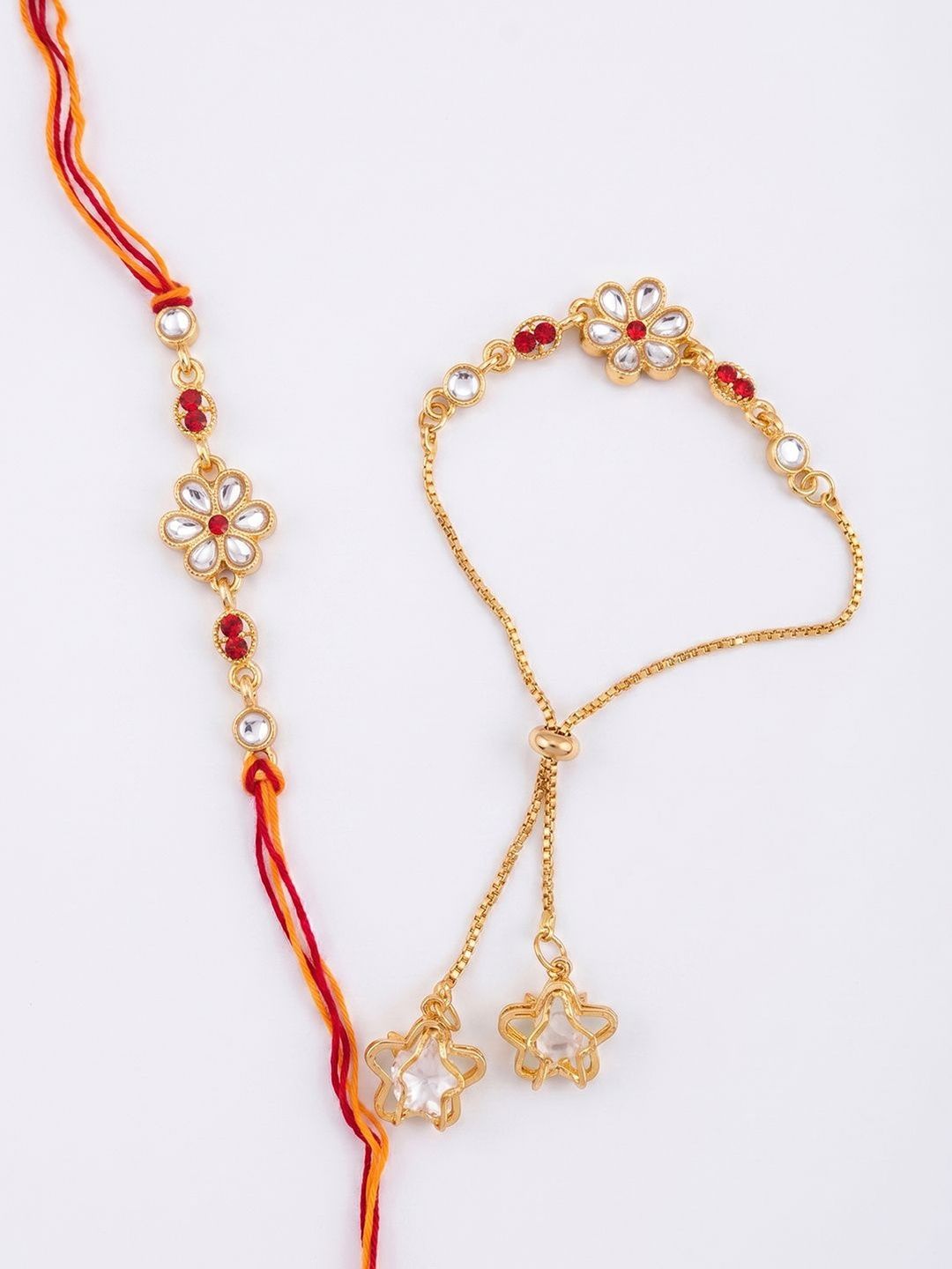 Anouk Set Of 2 Gold Toned Kundan Studded Bhaiya Bhabhi Rakhi