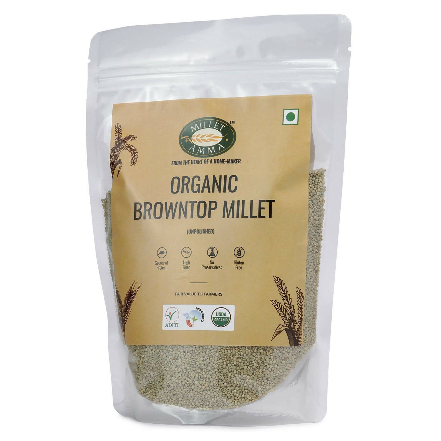 Millet Amma Organic Browntop Millet Grains - Indyancart