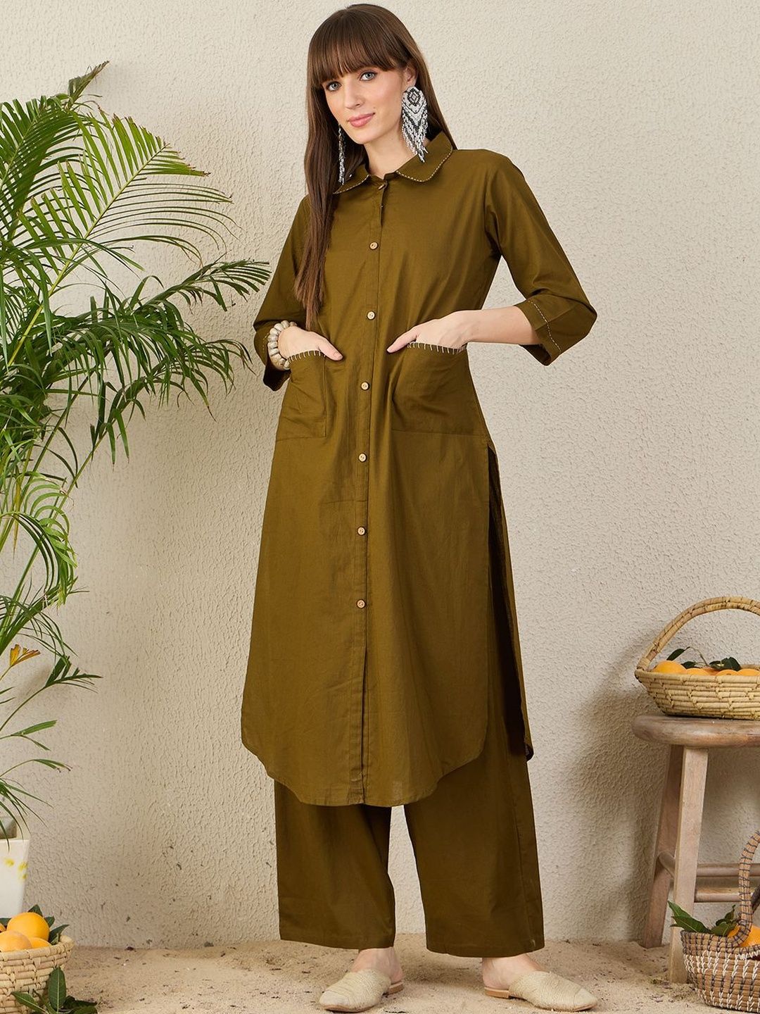 Thread Work Pure Cotton Kurta With Palazzos