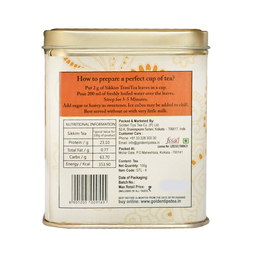 Golden Tips Sikkim Temi Tea - Tin Can - Indyancart