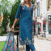 Dhiyona IE Women Floral Embroidered Regular Thread Work Liva Kurta with Trousers & With Dupatta