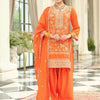 Indyancart IE Ethnic Motifs Embroidered Round Neck Thread Work Kurta With Patiala & Dupatta