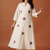 Dhiyona IE Embroidered Mandarin Collar Pure Cotton A-Line Top With Trousers
