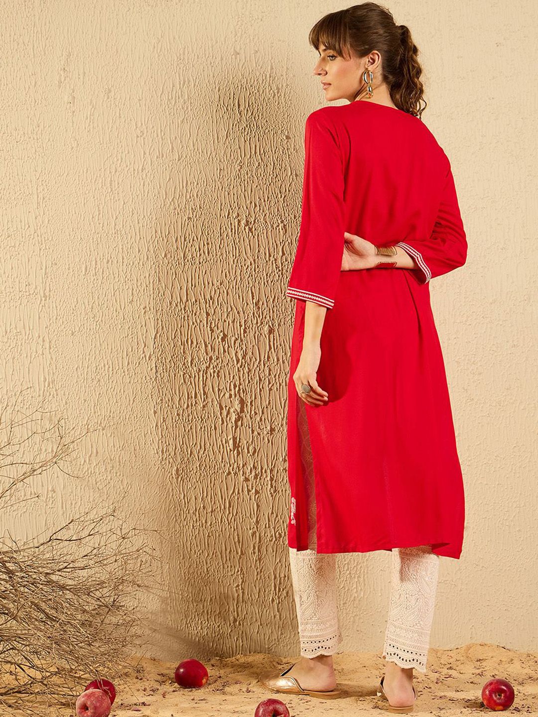 Indyancart IE Women Ethnic Motifs Printed Flared Sleeves Kurta