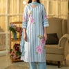 Dhiyona IE Women Floral Printed Regular Beads and Stones Linen Kurta with Trousers & With Dupatta