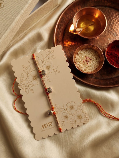 Anouk Golden Ghungroo Thread Rakhi With Roli Chawal Chandan Mishri