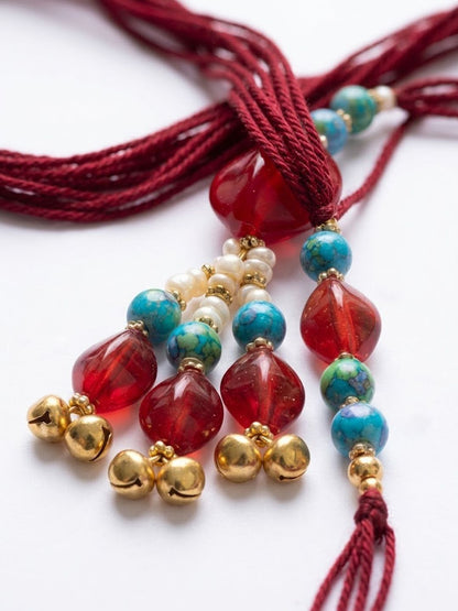 Anouk Set Of 2 Artificial Beads & Gold Toned Ghungroo Bhaiya Bhabhi Rakhi With Roli Chawal