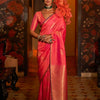 Women's Silk Blend Pink Woven Design Designer Saree With Blouse Piece