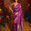 Women's Silk Blend Purple Woven Design Designer Saree With Blouse Piece