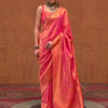 Women's Silk Blend Orange Woven Design Designer Saree With Blouse Piece