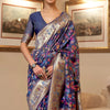 Dhiyona GR Women's Kalista Princess Navy Woven Jamewar Kashmiri Banarasi Saree