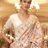 Dhiyona GR Women's Kalista Peony White Woven Jamewar Kashmiri Banarasi Saree