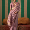 Women's Silk Blend Mauve Woven Design Designer Saree With Blouse Piece
