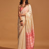Women's Silk Blend Off White Woven Design Designer Saree With Blouse Piece