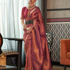 Women's Silk Blend Purple Woven Design Designer Saree With Blouse Piece
