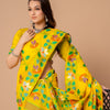 Dhiyona GR Women's Karvaah Blissful Yellow Cotton Jamdani Saree
