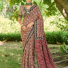 Women's Cotton Beige Printed Designer Saree With Blouse Piece