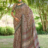 Women's Cotton Beige Printed Designer Saree With Blouse Piece