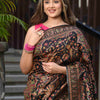 Dhiyona GR Women's Kashida Bitter Black Jamewar Kashmiri Soft Modal Silk Saree