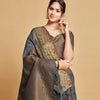 Dhiyona GR Women's Kashvi Mouse Grey Zari Woven Design Chanderi Cotton Saree
