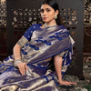 Dhiyona GR Women's Kavya Silk Navy Banarasi Silk Woven Saree