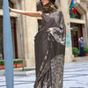 Women's Crepe Brown Printed Designer Saree With Blouse Piece