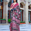 Women's Crepe Pink Printed Designer Saree With Blouse Piece