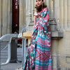 Women's Crepe Pink Printed Designer Saree With Blouse Piece