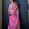 Women's Crepe Pink Printed Designer Saree With Blouse Piece