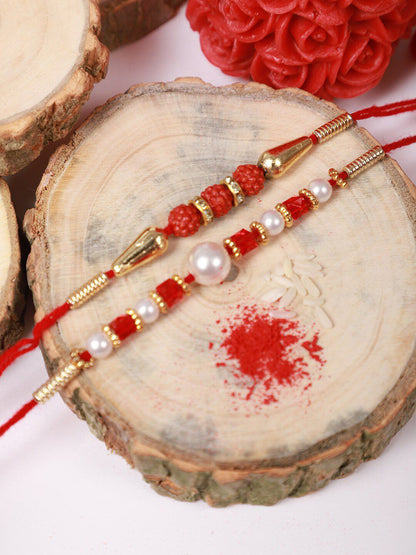 Anouk Unisex Set Of 2 Beaded Rakhi With Roli & Rice