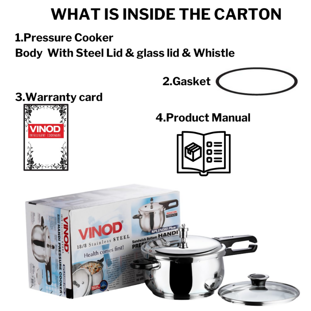 Vinod Splendid Plus Stainless Steel Outer Lid Pressure Cooker