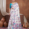 Dhiyona GR Women's Keeyah White & Wine Muslin Cotton Jamdani Saree