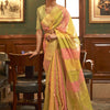 Women's Organza Multicolored Woven Design Celebrity Saree With Blouse Piece