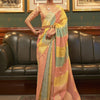 Women's Organza Multicolored Woven Design Celebrity Saree With Blouse Piece