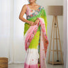 Women's Georgette Pink Embellished Designer Saree With Blouse Piece