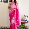 Women's Georgette Pink Embellished Designer Saree With Blouse Piece