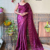 Women's Organza Magenta Embellished Designer Saree With Blouse Piece