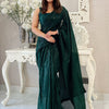 Women's Georgette Green Embellished Designer Saree With Blouse Piece
