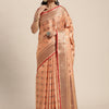 Dhiyona GR Women's Kesar Peach Orange Zari Woven Design Banarasi Pure Cotton Saree