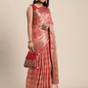 Dhiyona GR Women's Kesar Rose Gold Pink Zari Woven Design Banarasi Pure Cotton Saree