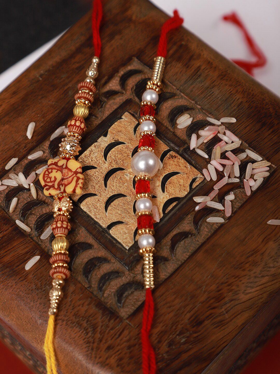 Anouk Unisex Set Of 2 Beaded Thread Rakhi