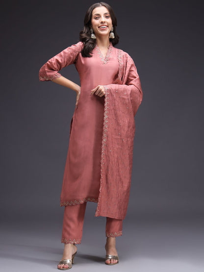Indyancart SN Women's Ethnic Motifs Yoke Design Kurta with Trousers & Dupatta