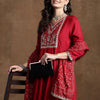 Dhiyona IE Women Ethnic Motifs Embroidered Panelled Thread Work Kurta with Trousers & With Dupatta